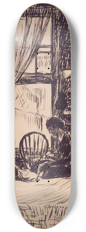 Henry Lyman Saen - Figures before Window 8.25 inch art skate deck