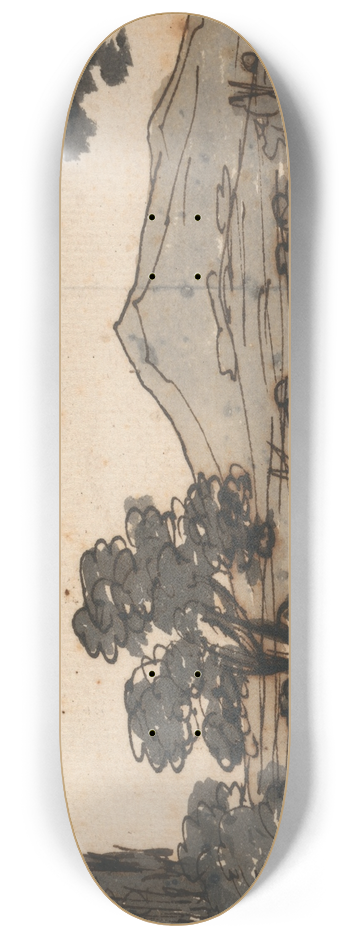 Alexander Cozens - Landscape with Mountain and Lake 8.25 inch art skate deck