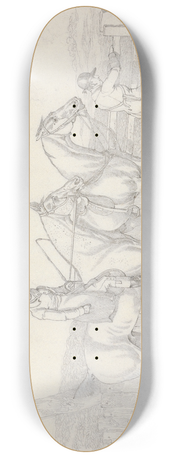 Henry Thomas Alken - Scraps, No. 24: Hunting -Ttwo Riders, One Opening a Gate For Hounds 8.25 inch art skate deck