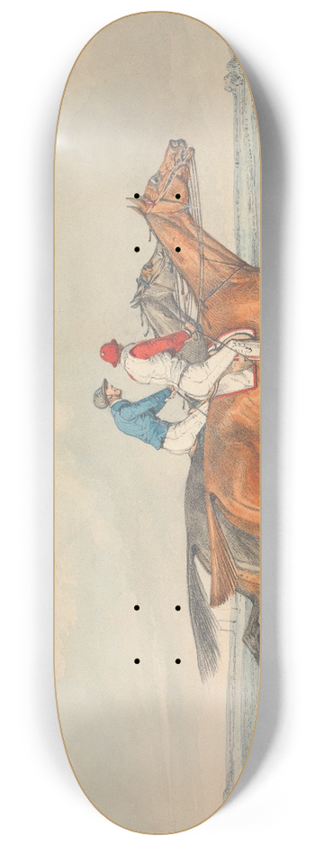 Henry Thomas Alken - Two Jockeys Galloping Neck and Neck to Right 8.25 inch art skate deck