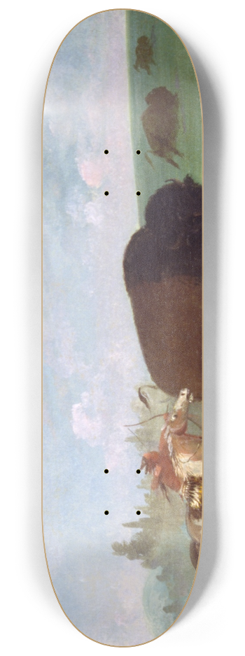 George Catlin - Buffalo Chase, a Single Death 8.25 inch art skate deck