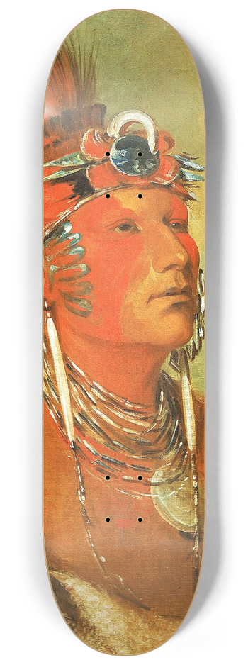 George Catlin - Jee-H-O-H-Shah, Cannot Be Thrown Down, a Warrior 8.25 inch art skate deck