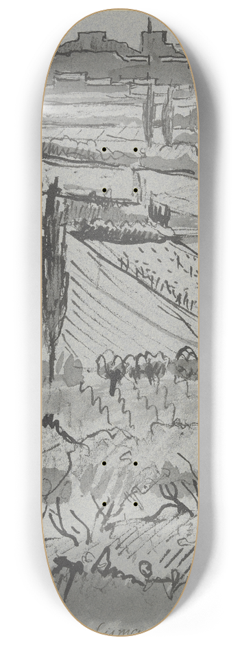 Hermann Lismann - Blick auf Fort St. Andr bei Villeneuve 8.25 inch art skate deck