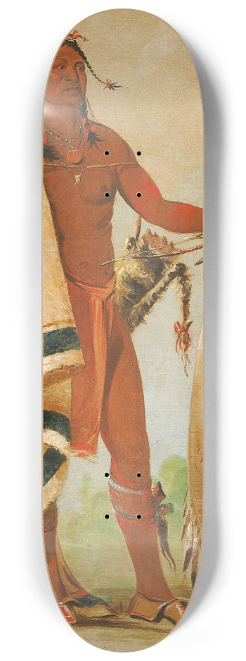 George Catlin - Kotz-A-T-Ah, Smoked Shield, a Distinguished Warrior 8.25 inch art skate deck