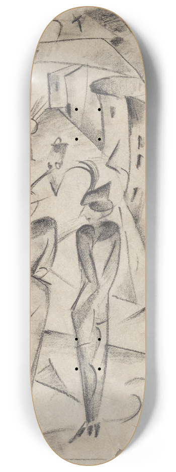 Hermann Stenner - Zwei Frauen auf der Strae 8.25 inch art skate deck