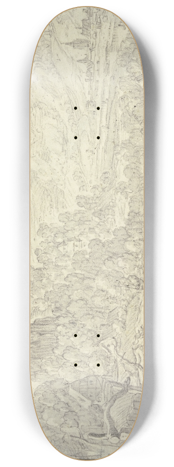 Herman Saftleven III - Landschaft mit Felsenschlo, im Tal eine Mhle 8.25 inch art skate deck
