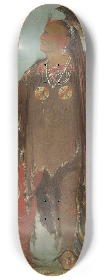 George Catlin - Pa-Rs-Ka-Ro-Pa, Two Crows, a Band Chief 8.25 inch art skate deck