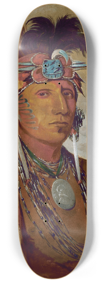 George Catlin - Sh-Me-Ks-See, The Wolf, a Chief 8.25 inch art skate deck