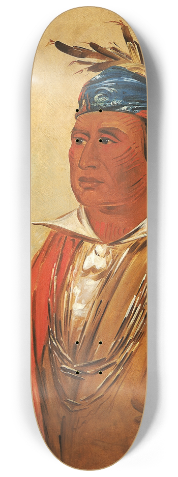 George Catlin - Wah-Pn-Jee-A, The Swan, a Warrior 8.25 inch art skate deck