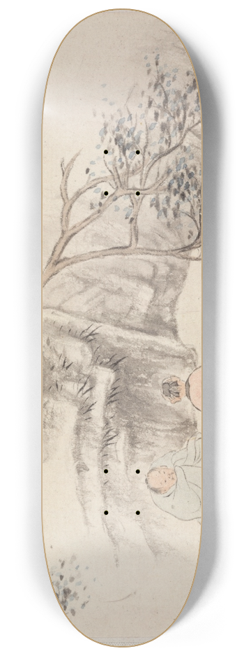 Hua Yan - Two Figures Outside; One Listens while the Other Plays the Qin 8.25 inch art skate deck