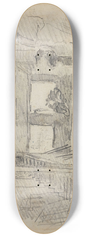 Hubert Robert - Abbruch der Huser auf der Notre-Dame-Brcke in Paris 8.25 inch art skate deck
