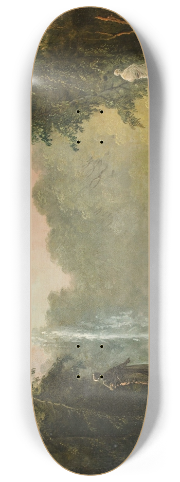 Hubert Robert - A fountain in a park 8.25 inch art skate deck