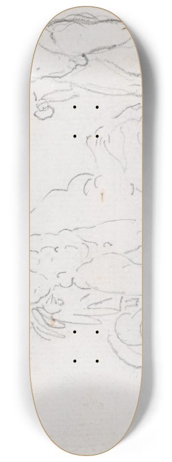 Hubert Robert - Two Studies of the Statue of Alexander and Bucephalus (verso) 8.25 inch art skate deck