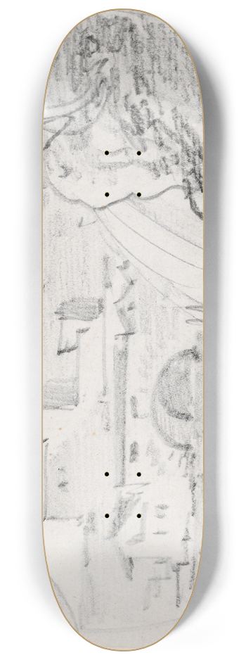 Hubert Robert - View from a Ridge to a Village and Distant Mountain 8.25 inch art skate deck