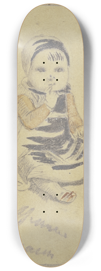 Hugo Kauffmann - Am Boden sitzendes kleines Kind 8.25 inch art skate deck