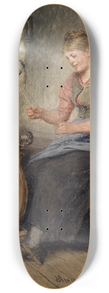 Hugo Kauffmann - Mdel am Spinnrad 8.25 inch art skate deck