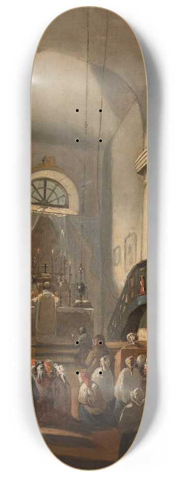 Ignacy Gierdziejewski - Church interior with staffage 8.25 inch art skate deck