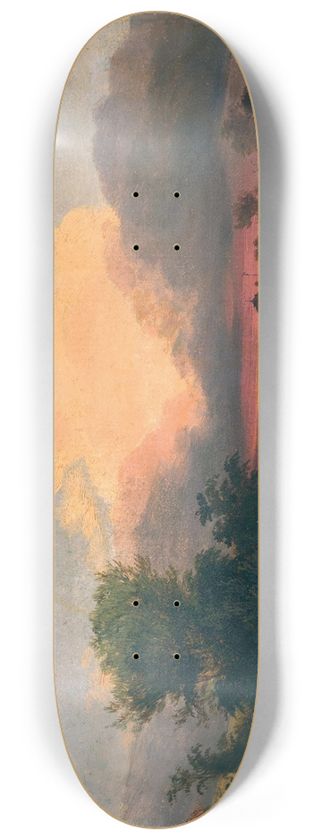 Ignaz Raffalt - A Landscape at Sunset 8.25 inch art skate deck