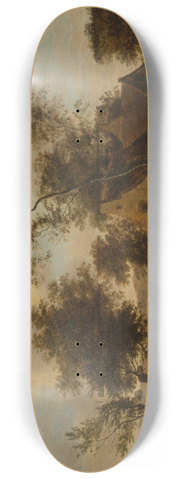Isaac Koene - A wooded landscape with travellers and riders 8.25 inch art skate deck