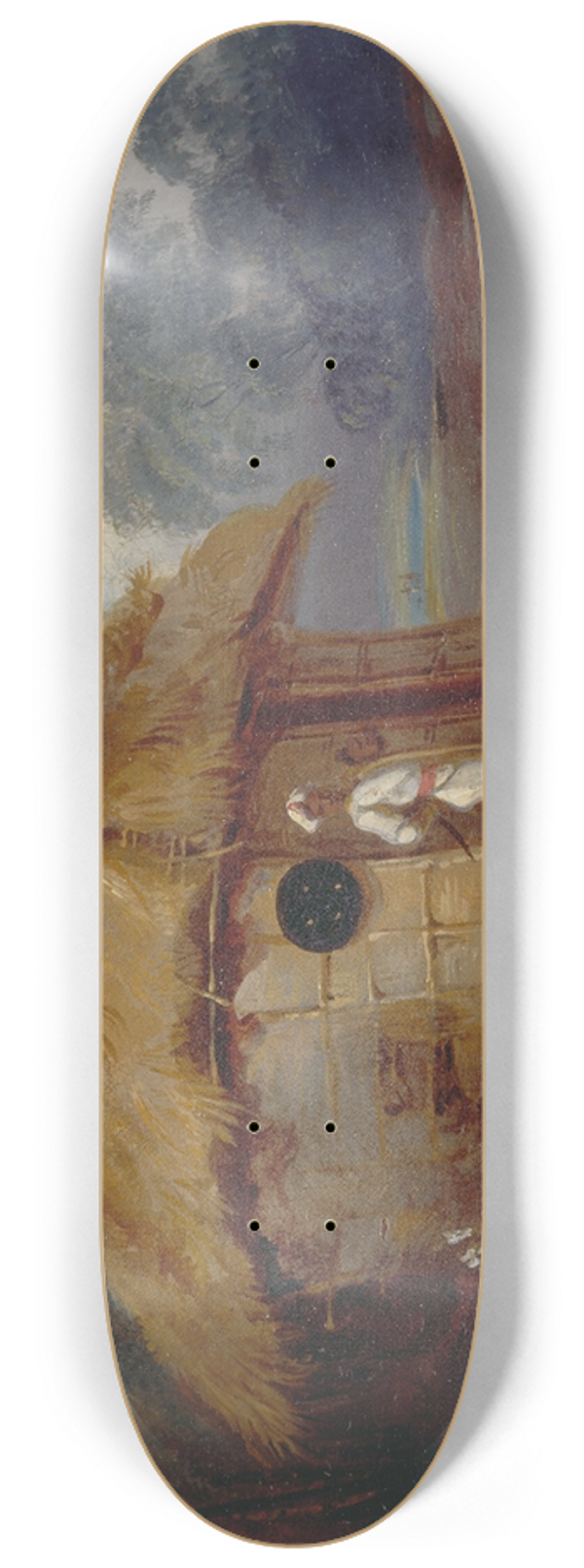 George Chinnery - View in Southern India, with a Warrior Outside his Hut 8.25 inch art skate deck