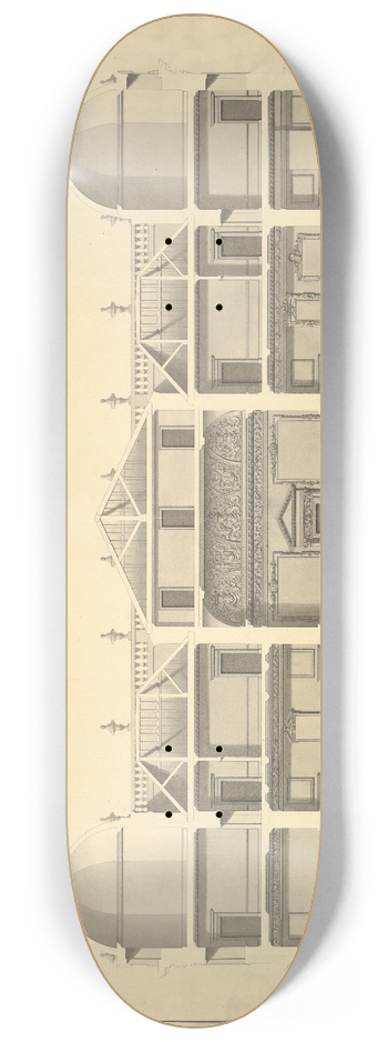 Isaac Ware - Section of the West Front, Houghton Hall, Norfolk 8.25 inch art skate deck