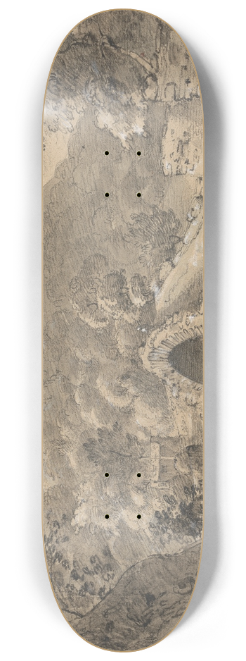 Isaac Weld - Mountainous Landscape with a Bridge and House 8.25 inch art skate deck