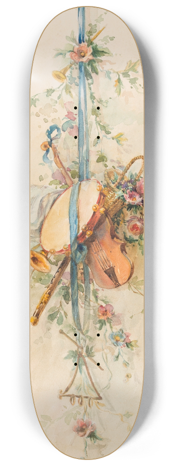 Izabel M. Coles - Trophy composed of musical instruments 8.25 inch art skate deck