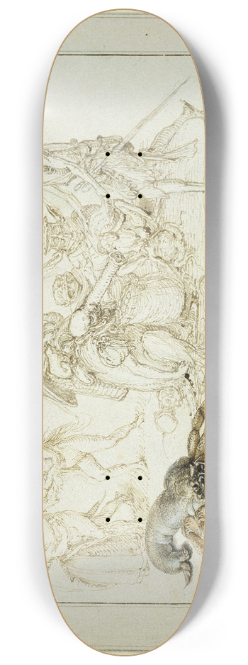 Jacob de Gheyn II - Studienblatt; Einsiedlerkrebs und zwei Hexendarstellungen 8.25 inch art skate deck