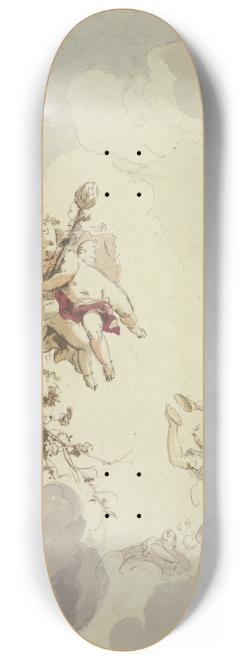 Jacob de Wit - Amoretten mit einem Thyrsusstab und Bacchanten in Wolken 8.25 inch art skate deck