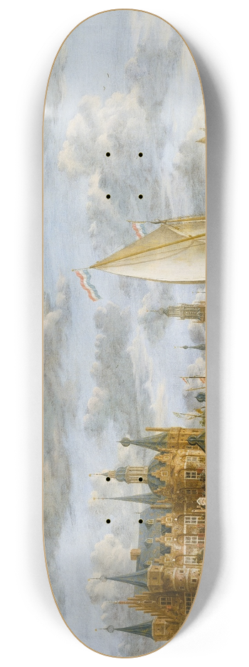 Jacobus Storck - Castle on a River in Holland 8.25 inch art skate deck