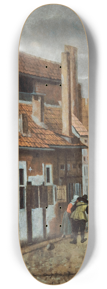 JACOBUS VREL - A street scene with figures 8.25 inch art skate deck