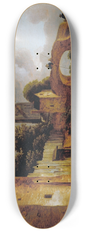Jacob van Ruisdael - Canal with Bridge 8.25 inch art skate deck