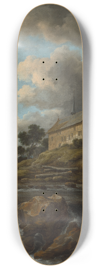 Jacob van Ruisdael - Landscape with a Church by a Torrent 8.25 inch art skate deck