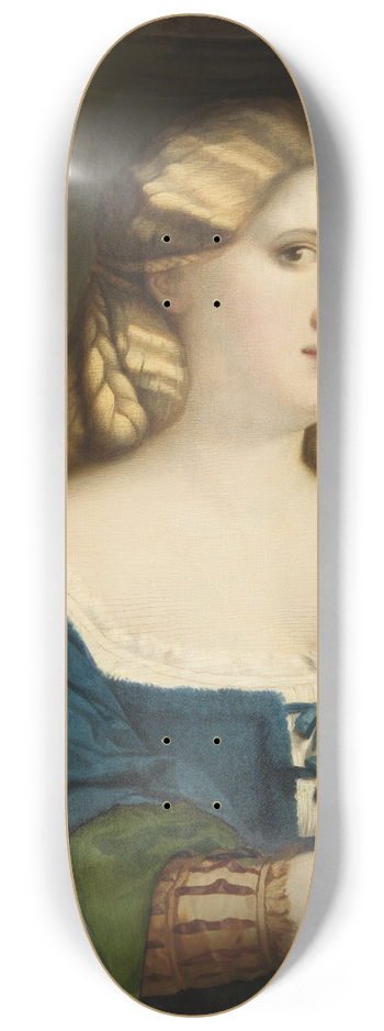Jacopo Palma Il Vecchio - Young Woman in a Blue Dress, with Fan 8.25 inch art skate deck