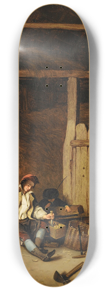 Jacques Albert Senave - A carpenter in a barn 8.25 inch art skate deck