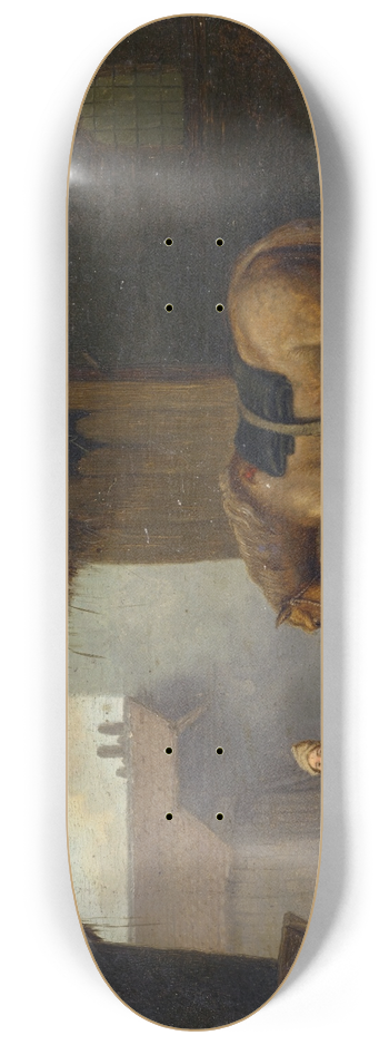 Jacques Albert Senave - Boy with a Horse in a Stable 8.25 inch art skate deck