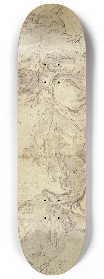 Jacques Courtois - Stag hunt on horseback 8.25 inch art skate deck