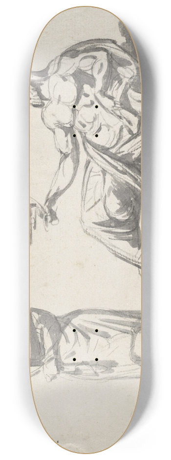 Jacques Louis David - A River God and Two Classical Sculptures 8.25 inch art skate deck
