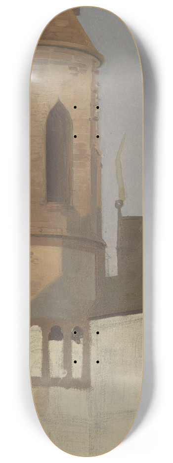 Jakob Becker - Chorflankenturm einer romanischen Kirche 8.25 inch art skate deck