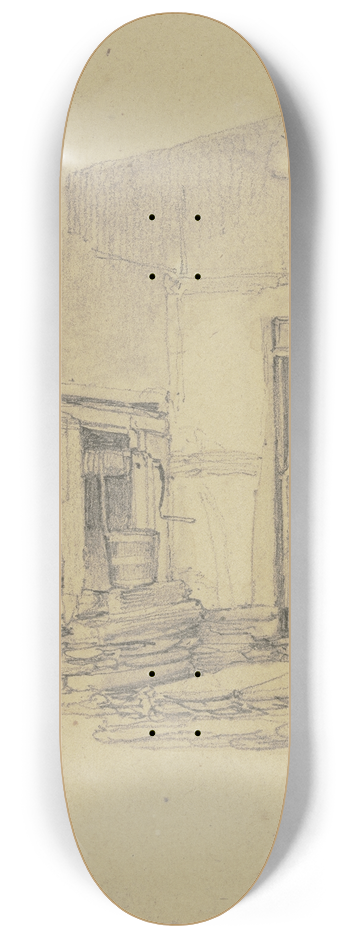Jakob Becker - Courtyard with fountain 8.25 inch art skate deck