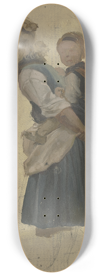 Jakob Becker - Kleines Bauernmdchen ein anderes Huckepack tragend 8.25 inch art skate deck