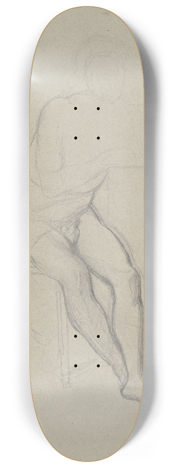 Jakob Becker - Mnnlicher Akt, auf einem Stuhl an einem Tisch sitzend 8.25 inch art skate deck