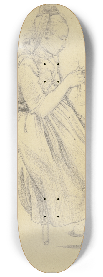 Jakob Becker - Strickendes Mdchen in Tracht 8.25 inch art skate deck
