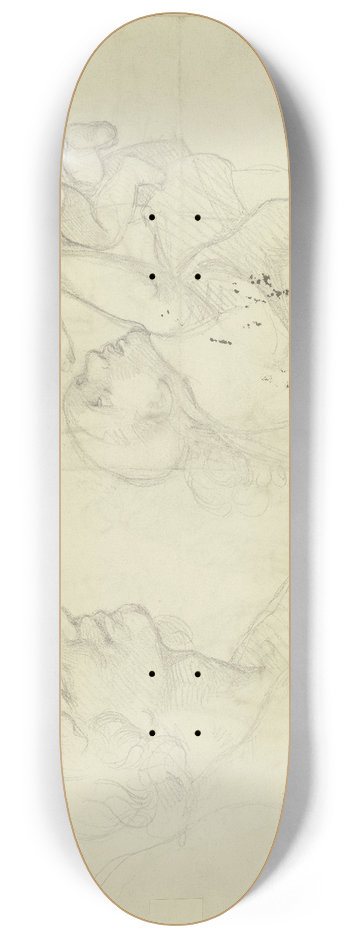 Jakob Becker - Studienblatt; Jngling und eine Frau mit Kleinkind 8.25 inch art skate deck