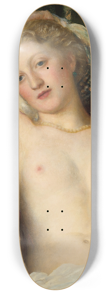 George Frederic Watts - A Study with the Peacocks Feathers 8.25 inch art skate deck