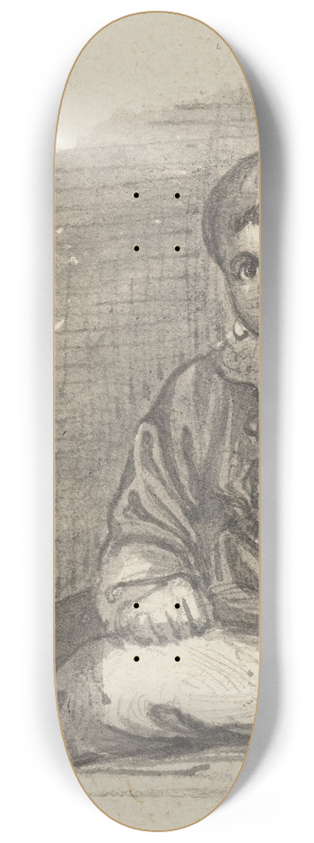 Jakob Frchtegott Dielmann - A sitting boy 8.25 inch art skate deck