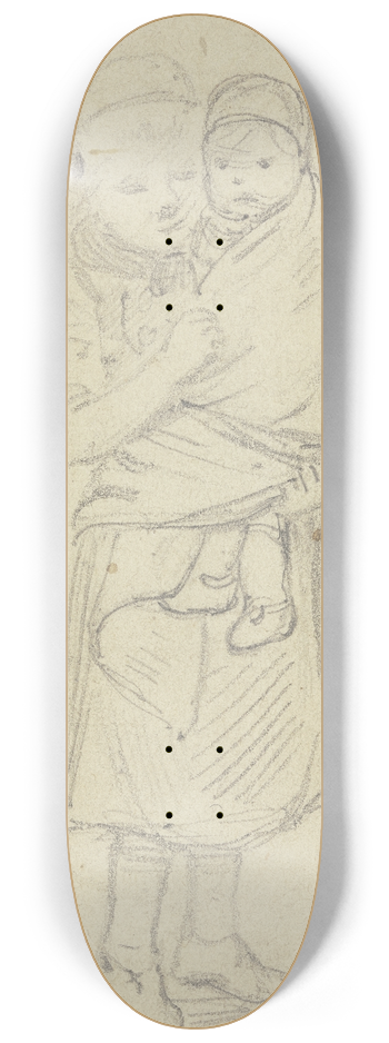 Jakob Frchtegott Dielmann - Ein kleines Mdchen trgt ein in ein Tuch gehlltes Kind 8.25 inch art skate deck