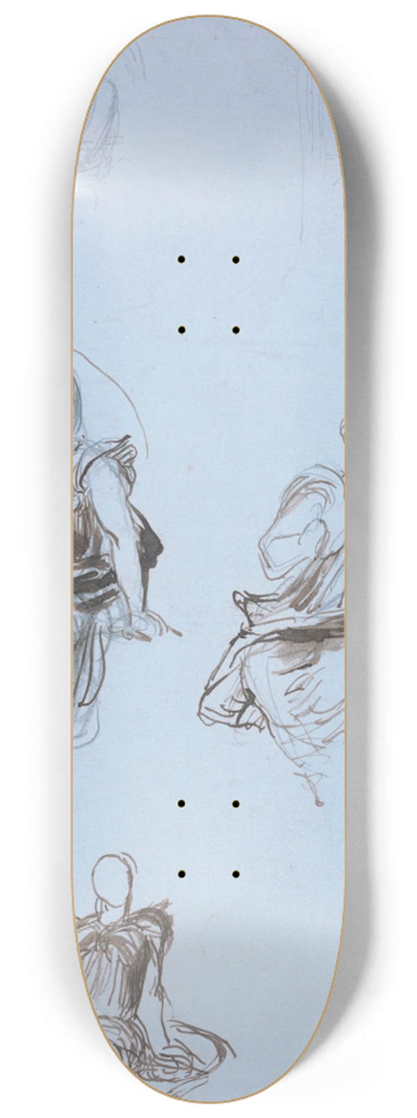 George Frederic Watts - Studies of a Seated Draped Figure with a Book 8.25 inch art skate deck