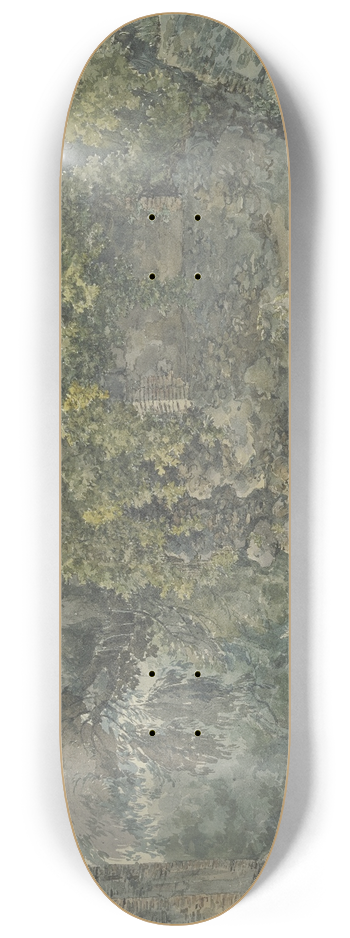 Jakob Philipp Hackert - Baumlandschaft mit verfallenem Gemuer an einem Bach 8.25 inch art skate deck