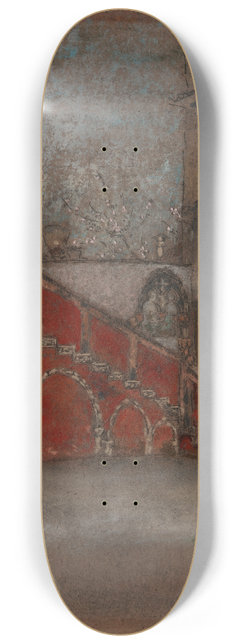 James Abbott McNeill Whistler - The Staircase; Note in Red 8.25 inch art skate deck